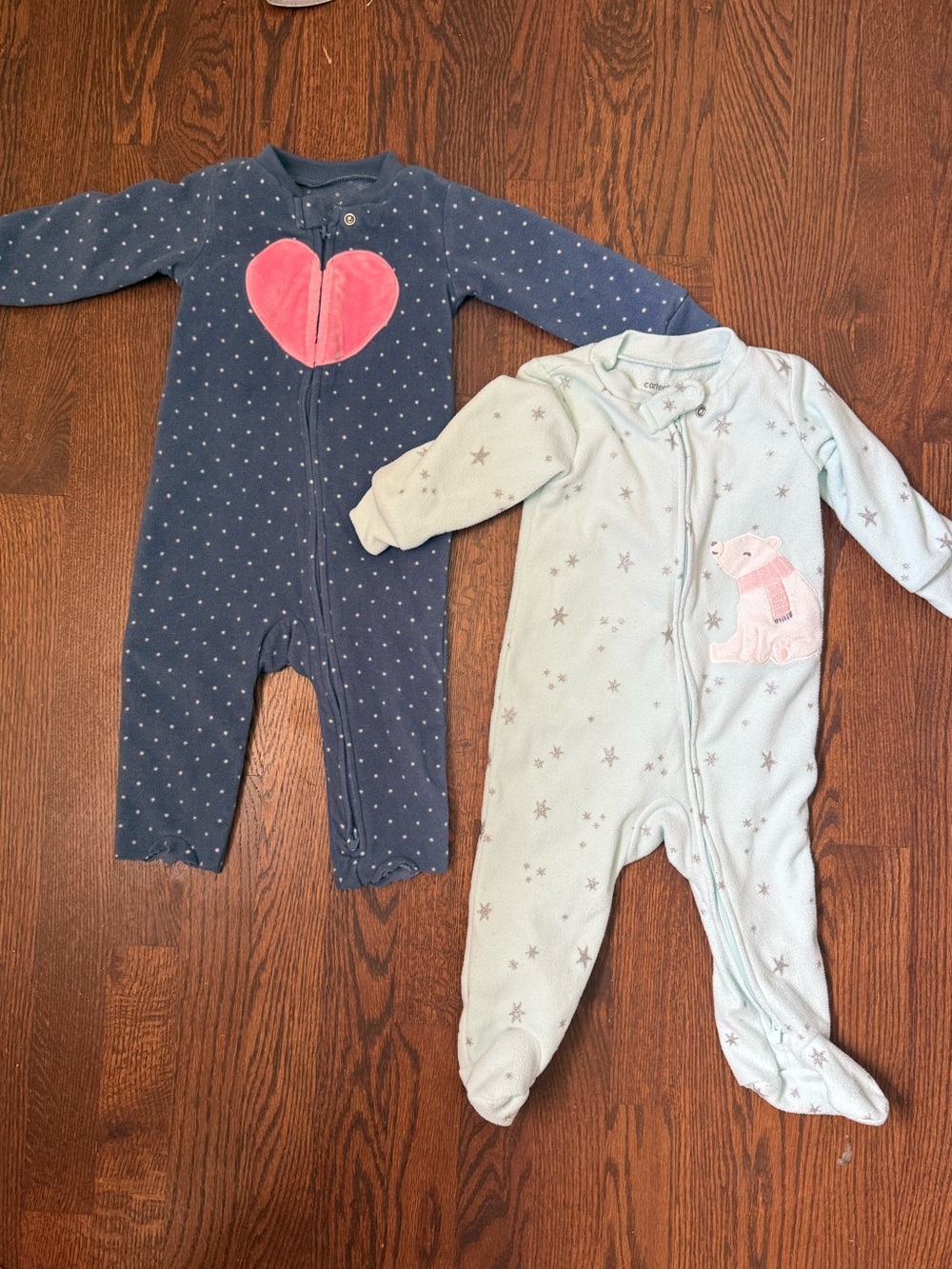 Carter's Navy Footed One-Piece with Pink Heart